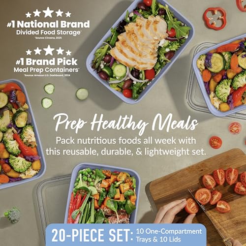 Image of Bentgo Prep Meal Prep Containers with Lids, 20 Piece, PFAS & BPA-Free