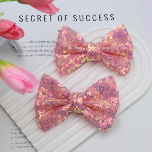 Pinzas para cabello con lentejuelas rosas para niñas miniatura 2