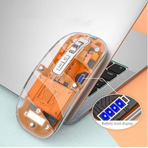 Image of 2.4GHz Wireless Mouse Bluetooth Computer Mouse 4 DPI Adjustable Optical USB Mouse Mute Luminescence Cordless Mice with Power Display Rechargeable Compatible for Android Windows iOS Laptop, Grey
