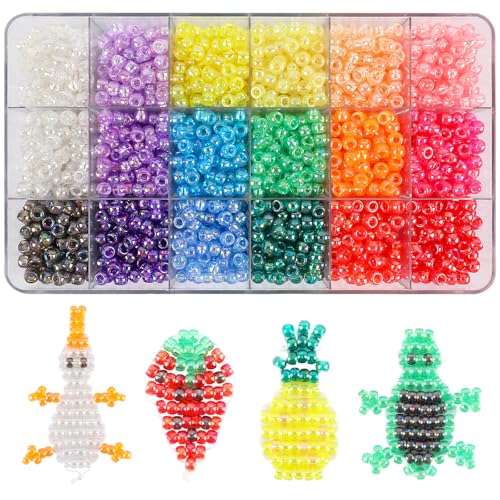 MAKERSLAND 2600+pcs Pony Beads Kit Transparent AB Color Rainbow Plastic Bead Multicolor Pony Beads Bulk Elastic String Hair Bead for Braids DIY Crafts Jewelry Making Kit for Bracelets Necklaces