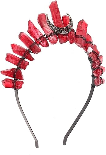 Miniatura 1 de Diadema de corona de tiara de cristal, estilo bohemio, de cuarzo, con diamantes de imitación, bruja, novia