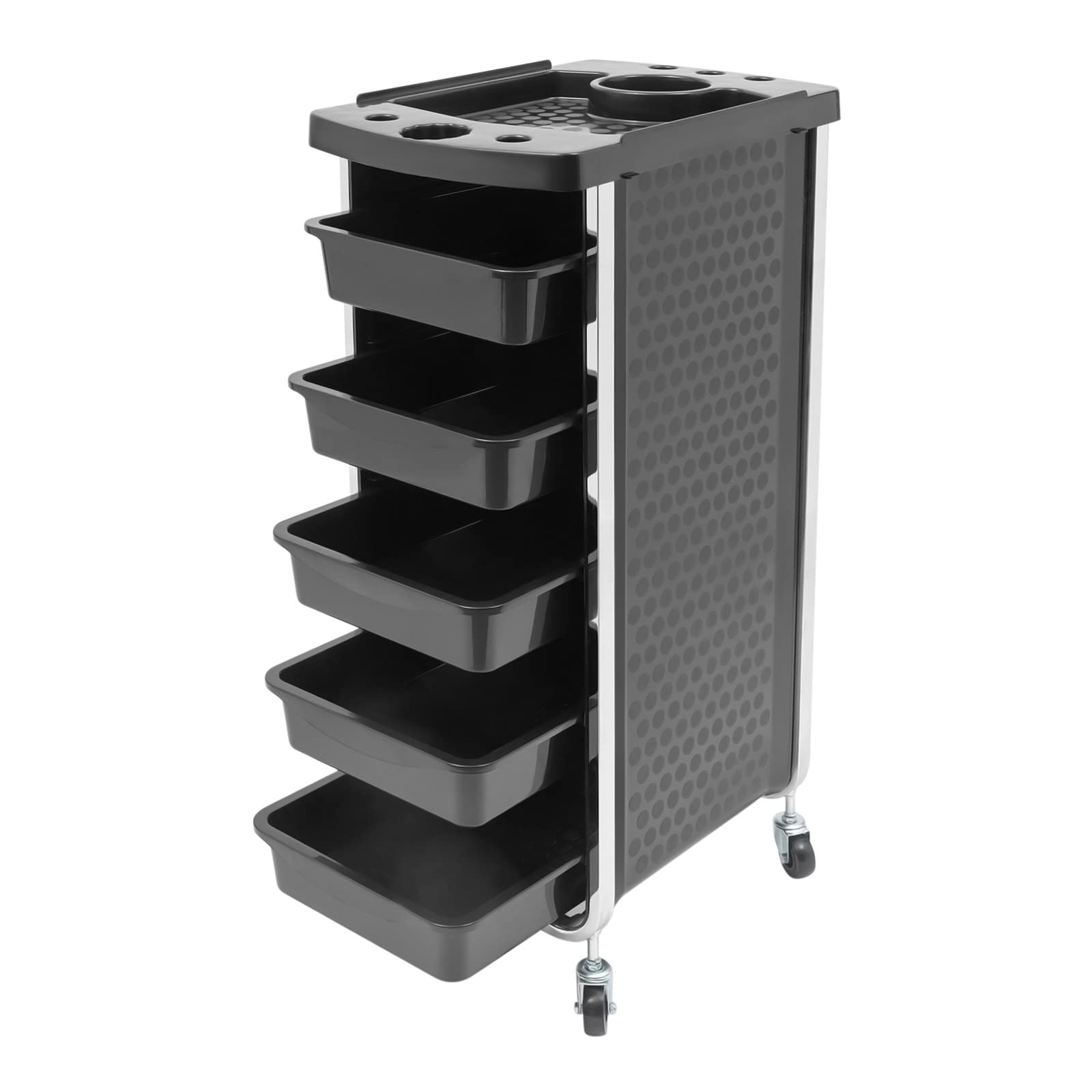 Salon Trolley Cart, Plastic Salon Rolling Cart for Stylist Beauty Storage Cart with 5 Drawers for Hairdressing Beauty SPA Tattoo Black