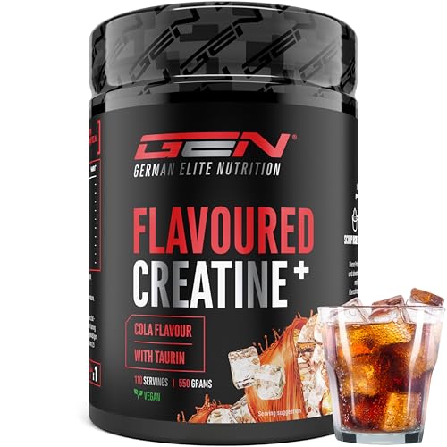 Flavoured Creatine Pulver - 550g - Creatin Monohydrat + L-Taurin - Mikronisiertes Kreatin mit Geschmack - Ohne Zucker & Top Löslichkeit - Vegan (Cola) Flavoured Creatine Pulver - 550g - Creatin Monohydrat + L-Taurin - Mikronisiertes Kreatin mit Geschmack - Ohne Zucker & Top Löslichkeit - Vegan (Cola)