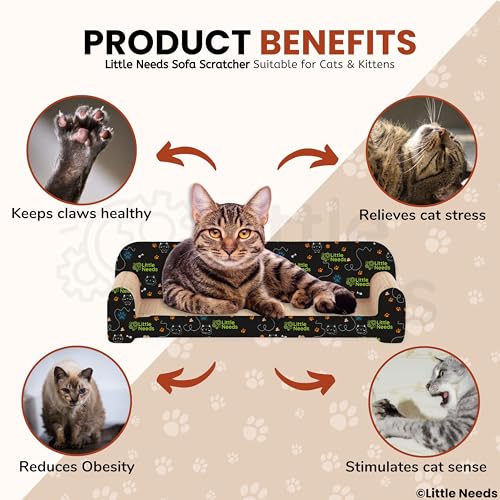 Image of Cat Scratcher with Catnip (Sofa Scratcher) | 20 inch Durable Corrugated Cardboard Scratch Pad & Lounger for Cats & Kittens | Furniture-Shaped Design for Claw Care, Daily Play & Relaxation