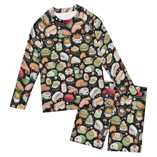 Sushi Food Toddler and Baby Boys' 2-Piece Swimsuit Trunk, Long Sleeve Rashguard Bathing Suit B0403762