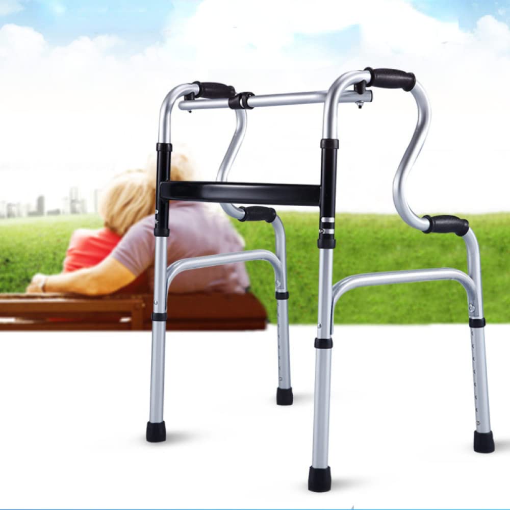 Walker Assist - Dispositivo de apoyo de movilidad de aleación de aluminio para personas mayores que necesitan movilidad, ligero, plegable, silla andador con asiento (A)