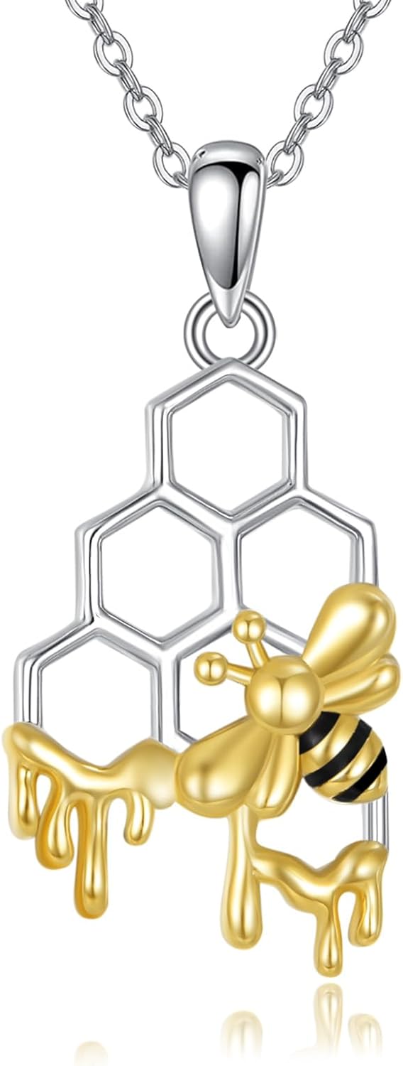 Bee/Sunflower Necklace S925 Sterling Silver Heart Necklaces for Women