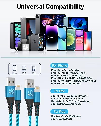 Aioneus iPhone Ladekabel, Lightning Kabel [2Pack 2M] Ladekabel iPhone Schnellladekabel MFi Zertifiziert USB auf Lightning Kabel für iPhone 14 Plus 13 Pro Max 12 Mini 11 Pro XS XR X 8 7 6 6s Plus 5 SE 6