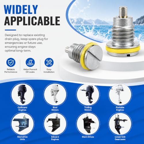 Image of 2 PCS 8M0058389 Magnetic Drain Screw for MerCruiser & Mercury Marine