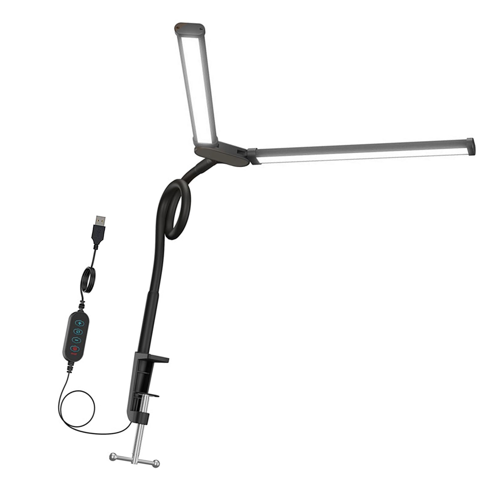 GKYQVE Flexible Twin Gooseneck LED Lamp Clip On Bedside Light with Adjustable Brightness for Students and Professional LED Desk Lamp
