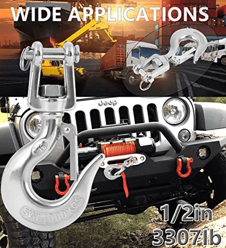 Slip Hooks, Lsqurel 1/2 304 Stainless Steel Chain Hook Clevis Hook Safety Hook Winch Hook For Chain, Cable Etc (Capacity 3300Lb) #TOP5