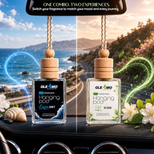 Image of Car Perfume Combo Pack of 2 Air Freshener | Ocean Drift & Petal Bloom | Odour Eliminator for Cars, SUVs, & Vans | Premium Auto Interior Freshener Gift Set | 20ml