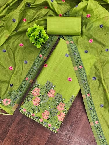 Image of DEVANGI Women's Jamdani Cotton Unstitched Suit & Dupatta Material