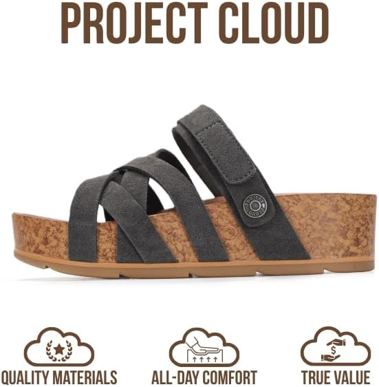 Project Cloud 100% Genuine Leather Platform Sandals Women – Strappy Wedges with Comfortable Plush Insole – Lightweight & Non Slip Wedge Sandals for Women 2026 - Image 3