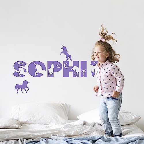 Vinilo Decorativo Nombre Unicornio Personalizable para Niñas miniatura 2