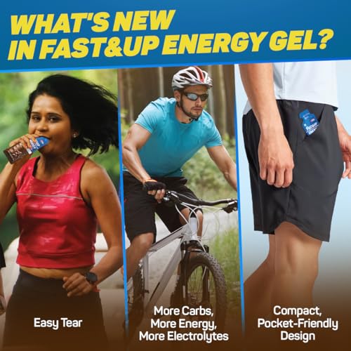 Image of Fast&Up Energy Gel- Chocolate Bourbon flavour (Caffeinated) - Pack of 6 Gel Sachets, For Instant energy boost, Improved endurance and performance
