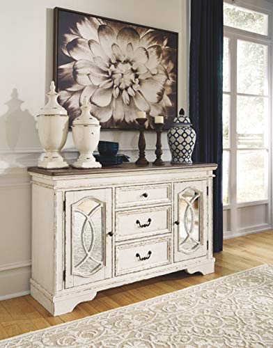 Signature Design By Ashley Realyn French Country Distressed -Dining Room Buffet Or Server, Chipped White #TOP3
