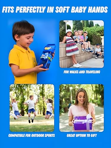 Image of Dino Kids Cartoon Water Bottle with Adjustable Strap, Leak-Proof Double Drinking Straw Cup, Portable Tumbler for School & Outdoor Fun - Pack of 1, Color May Vary