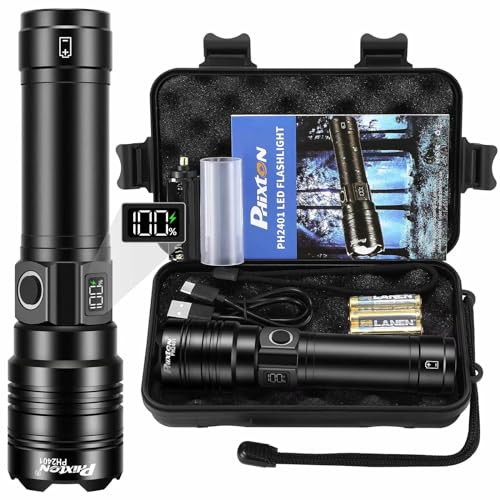 PHIXTON Rechargeable Flashlights 100000 High Lumens Long Range 3280 FT, Super Bright USB C LED...