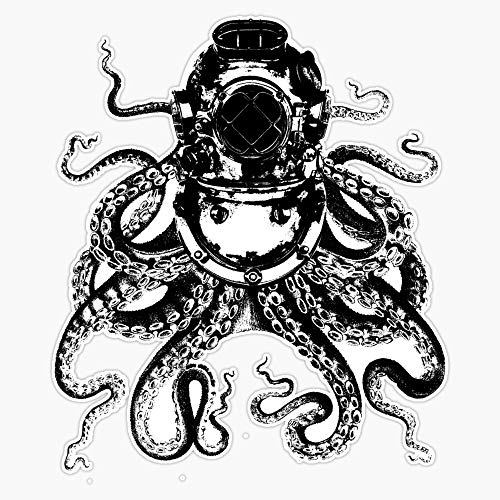 Octopus in A Diving Helmet Vinyl Waterproof Sticker Decal Car Laptop Wall Window Bumper Sticker 5