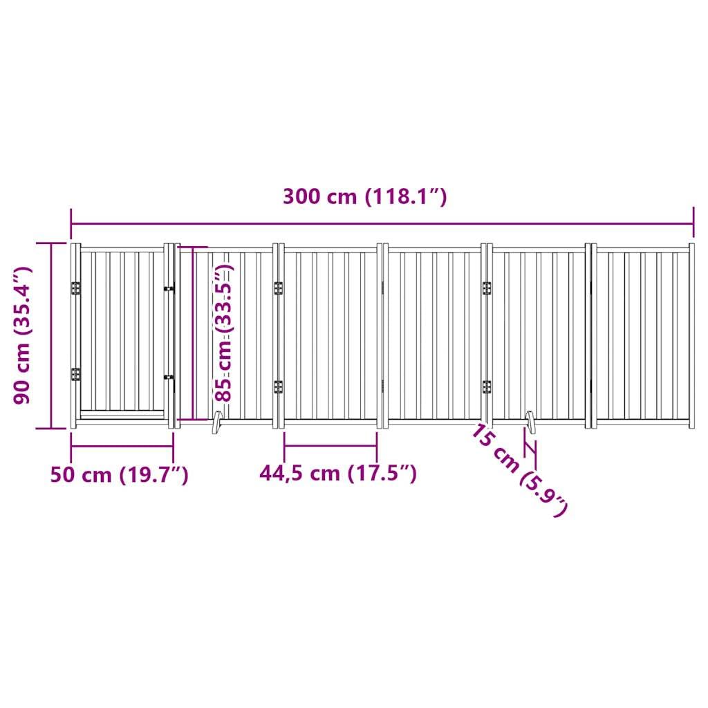 vidaXL Puerta de Perros Plegable 6 Paneles Madera Abeto Negra 300 cm, Puerta para Mascotas, Puerta de Seguridad para Perros, Puerta para Perros de Seguridad