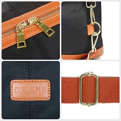 Oflamn Duffle Bag Smooth Nylon Leather Weekender Overnight Travel Carry On Bag (X-Black)