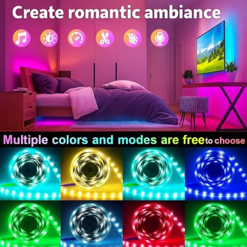 Image of KSIPZE RGB LED Strip Lights 5 Meter 300 LEDs | Waterproof LED Strip Light with Bluetooth App & 44 Key IR Remote | Multicolor Strip Lights for Home Decoration & Bedroom