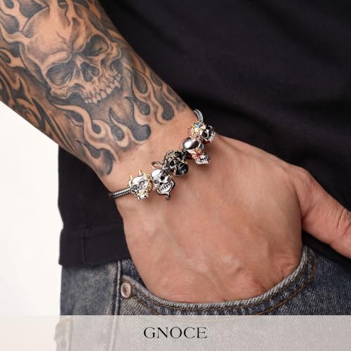 Image of GNOCE Charm Bracelet S925 Sterling Silver Black /Rose Gold /Gold Plated DIY Snake Chain The Moment I Meet You Basic Charm Bracelet Bangle with Clasp