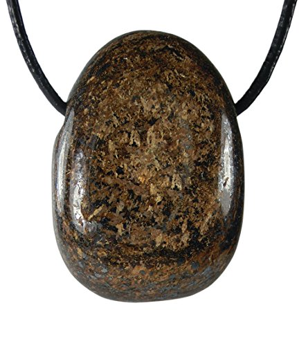 Preisvergleich Produktbild Lebensquelle Plus Bronzit Tropfenanhänger Tropfen Anhänger Trommelstein gebohrt mit Lederband