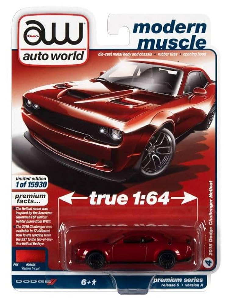 オートワールド　ダッジ　チャレンジャー　ヘルキャット　14カラー　1/64　新品 オートワールド 1/64 2019 ダッジ チャレンジャー SRT
