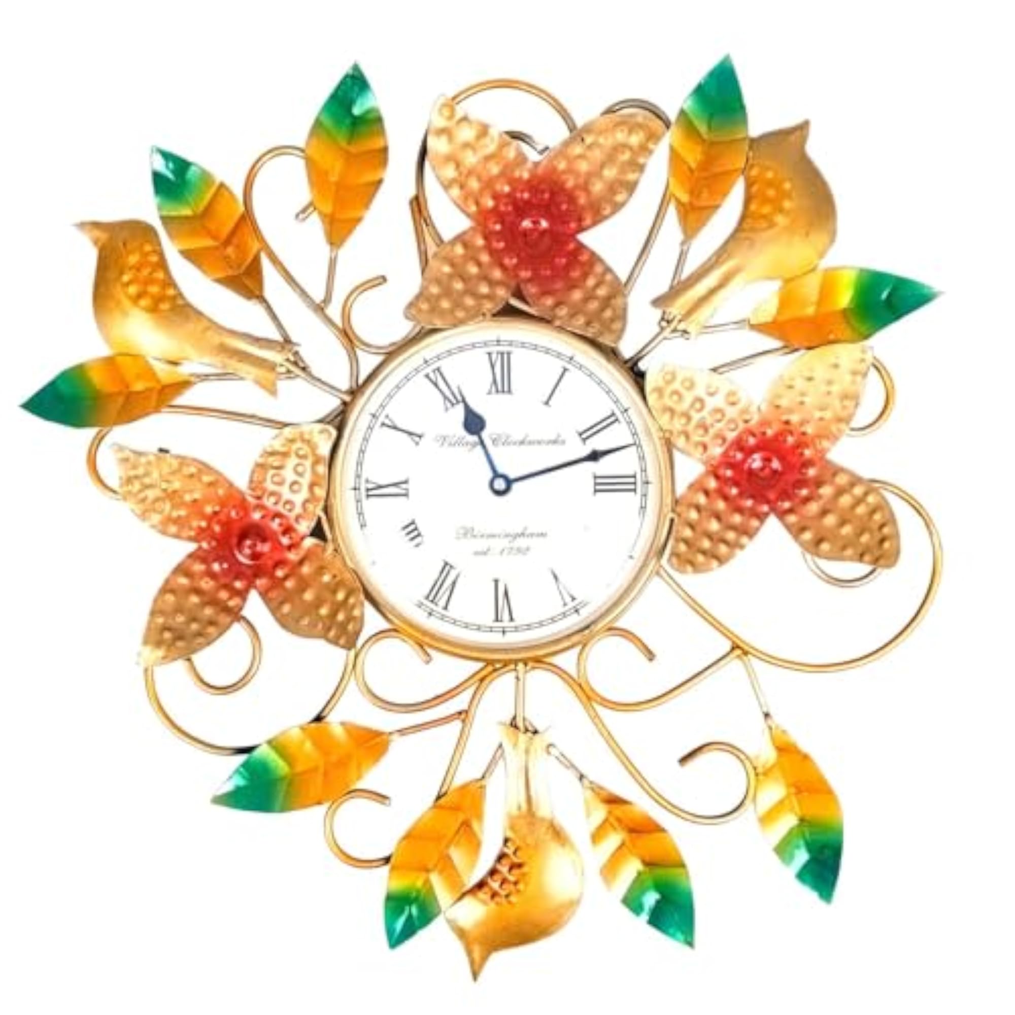 Decorative Wall Clock, Metal Wall Hanging with Clock