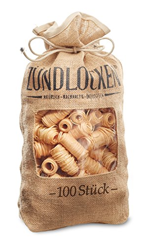 Preisvergleich Produktbild ZÜNDLOCKEN Kaminanzünder, Grillanzünder, Ofenanzünder, Anzünder, Holzwolleanzünder, 100 STK. im Jutesack