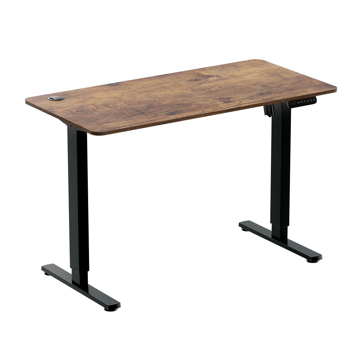 LogiLink Biurko z elektryczną regulacją wysokości (stelaż stołu z blatem) z 1 silnikiem i regulacją wysokości, wysokość 720 – 1140 mm, kolor stelaża: czarny, blat stołu: brązowy