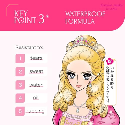Image of Heroine Make by KissMe Waterproof Mascara Black | Volumizing, Lengthening & Smudge-Proof Formula | Waterproof Mascara for Long-Lasting Curl & Volume | Made in Japan