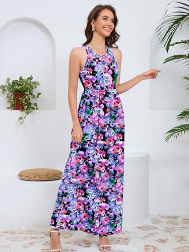Image of DEARCASE Women's Sleeveless Summer Maxi Dress with Pockets,Beach,Vacation