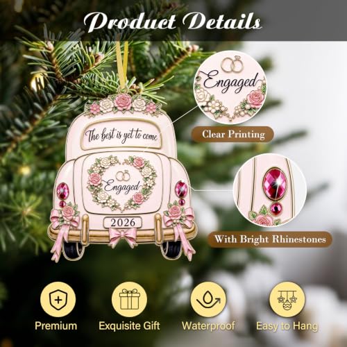 FaCraft Engagement Gifts for Couples 2026 Engagement Christmas Ornament | Engagement Gift for Women Her Newly Engaged Couple Fiance Daughter, Bridal Shower Gift, First Christmas Engaged Ornament 2026 - image 3