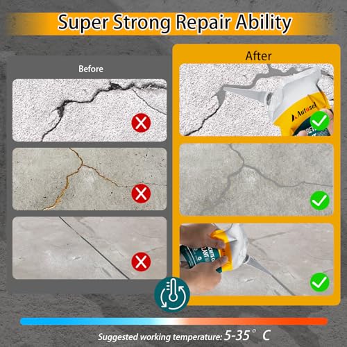 Concrete Crack Filler, Cement Crack Filler, Self Leveling Concrete Crack Repair Sealant–Quick-Drying, Waterproof, Durable Filler for Driveway, Sidewalk & Expansion Joint Repair-2 PCS - Image 5