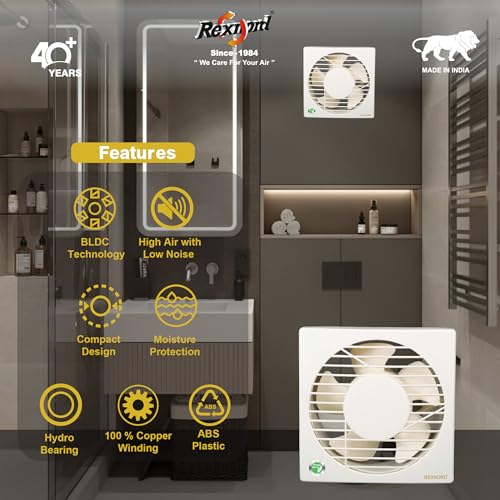Image of REXNORD REXVENT 150mm(6 Inches) ABS Plastic Body, 8 Watts BLDC Exhaust fans for Bathroom, Kitchen & office, Compact, Moisture Protection, Highspeed, Silent Operations, 100% Copper Winding | Ivory