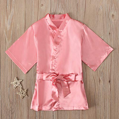 Girls Silky Satin Kimono Robe Nightgowns Cute Short Sleeve Sleeper Gowns Soft Pajamas Dress Elegant Loungewear2