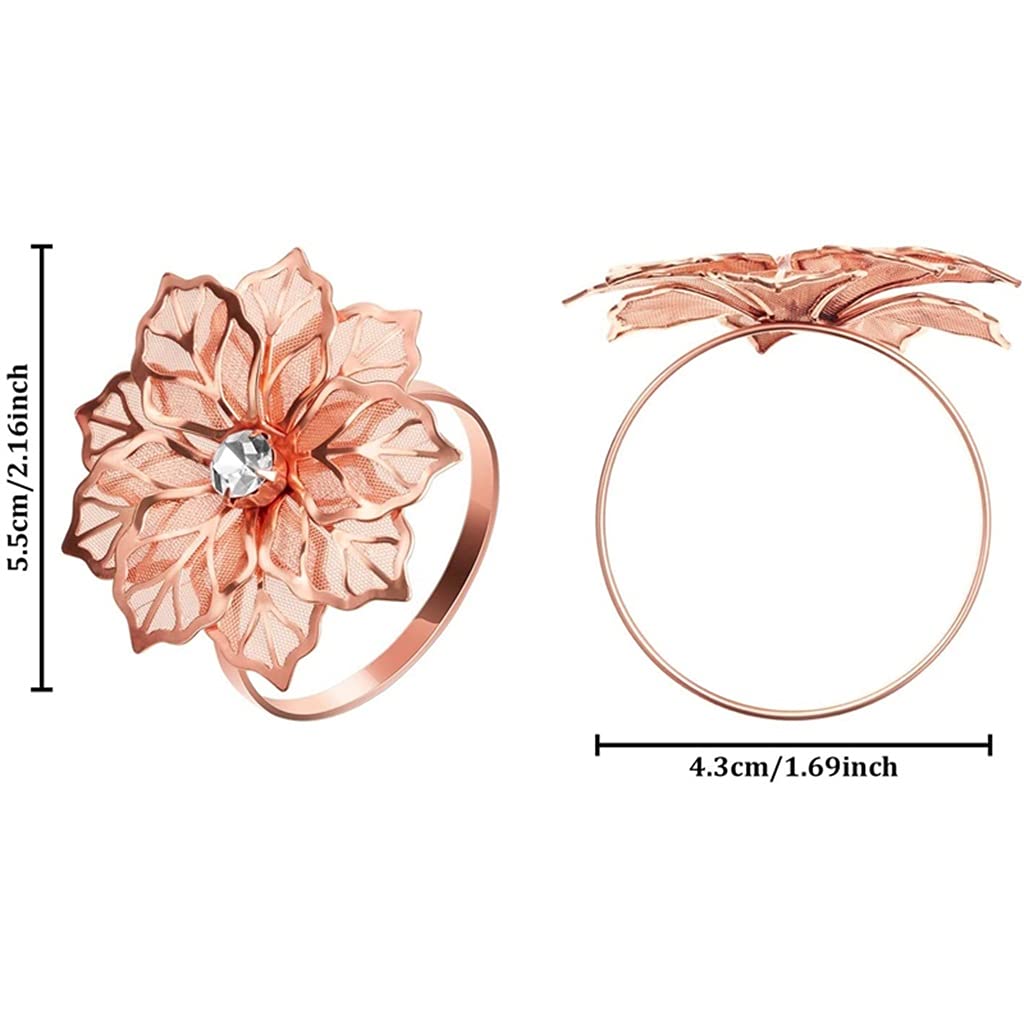 12 Stück Serviettenring aus Legierung mit hohler Blume, Serviettenhalter, Serviettenring, Hochzeitsdekoration (A, wie das Bild zeigt)