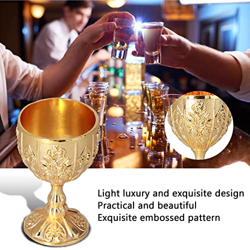 2Pcs Gold Goblet Cup, Vintage Metal Embossed Wine Cup Handmade Short Wine Goblet Embossed Wine Liqueur Cup Shot Glass For Home Bar(01) #TOP2