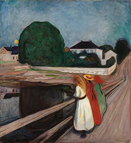 Peinture sur toile Edvard Munch Filles sur la jetée décoration chambre 60x90cm