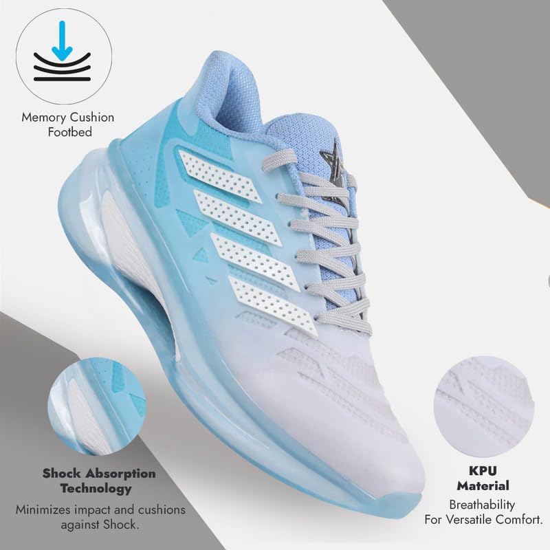Image of FAUSTO Men's Breathable Sport Shoes|Memory Cushion and Anti-Skid Bounce Back Phylon Sole|Athleisure Running Shoes|Lace Up Walking Shoes|Gym Shoes