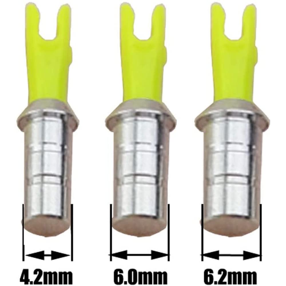 AMEYXGS 50x Cocche di Freccia con Perni in Alluminio Freccia Tails di Plastica Taglia S L per ID 4.2/6.0/6.2mm Albero della Freccia