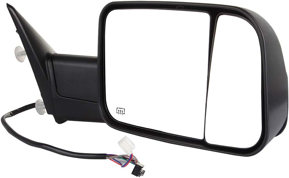 Tow Mirrors Towing Mirrors Fit for 2009-2015 for Dodge for Ram 1500 2010-2015 for Dodge for Ram 2500 3500 Truck Towing Mirrors with Left Right Power Control Heated Flip Up Black Housing