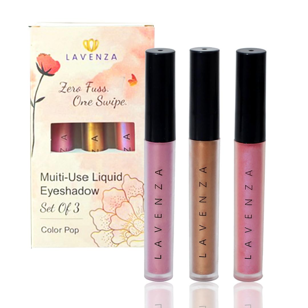 Metallic Dual Shade Eyeshadow Set, Long-lasting, Talc & Silicon Free, Smudge proof, Vegan - Golden Pink, Holographic Pink & Mocha Bronze