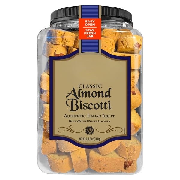 Classic Italian Biscotti , Made with real ingredients, including California almonds, eggs, sugar and butter , Delicious complement to coffee and other beverages , Easy-open, stay-fresh jar for freshness [ 40 oz , 2.5 lb ]