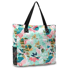 Glat Coberry Tote Bag for Women, Waterproof Canvas Beach Bag, Floral Travel Tote with Zipper Pockets 51az9AE8cGL. SS280