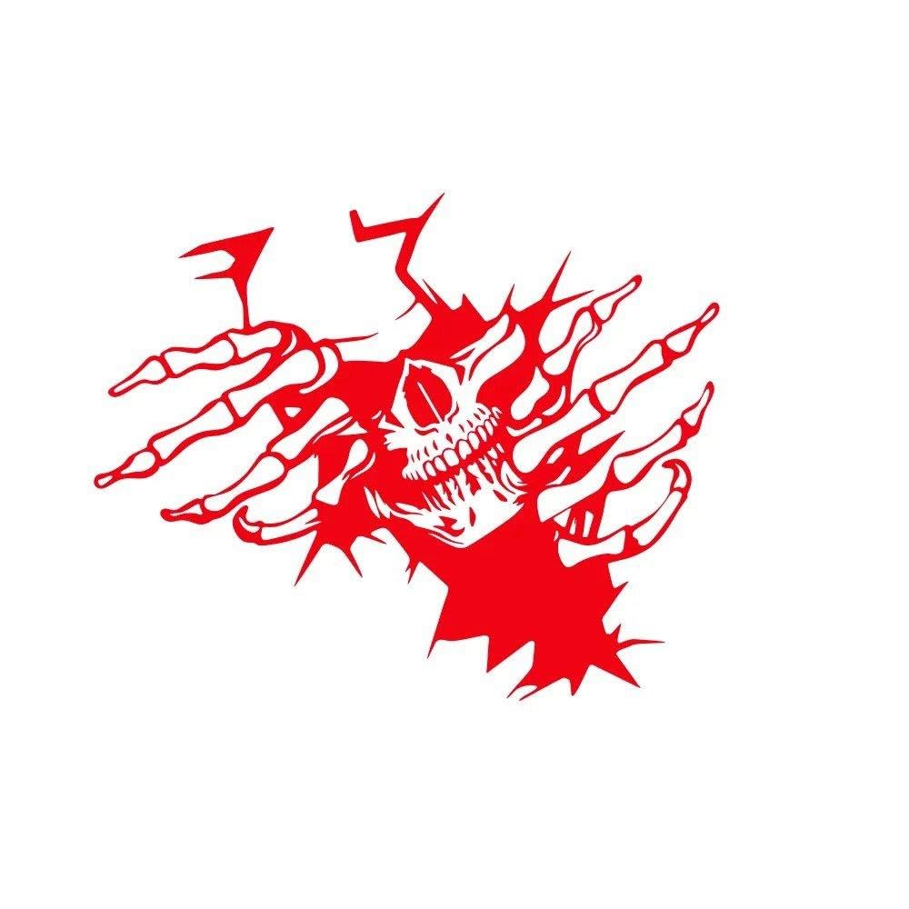Skull Totem Car Engine Hood Sticker Vinyl Decal Self-Adhesive Automobile Body DIY Decoration(Glossy Red)