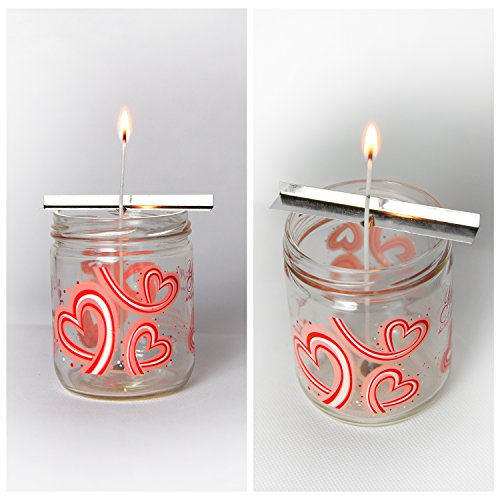 Candle Wick Sticker (100 pcs) and Metal Candle Wick Holder bar (10 pcs) Bundle- Kare & Kind Retail Packaging (Wick Holder bar Plus Wick Sticker, Silver)
